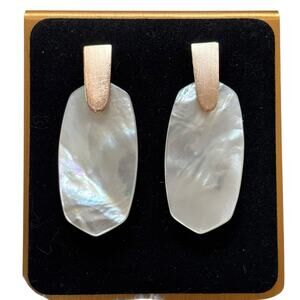 Kendra Scott Aragon Gold Tone Dangle Earrings Mother of Pearl Abstract Shape